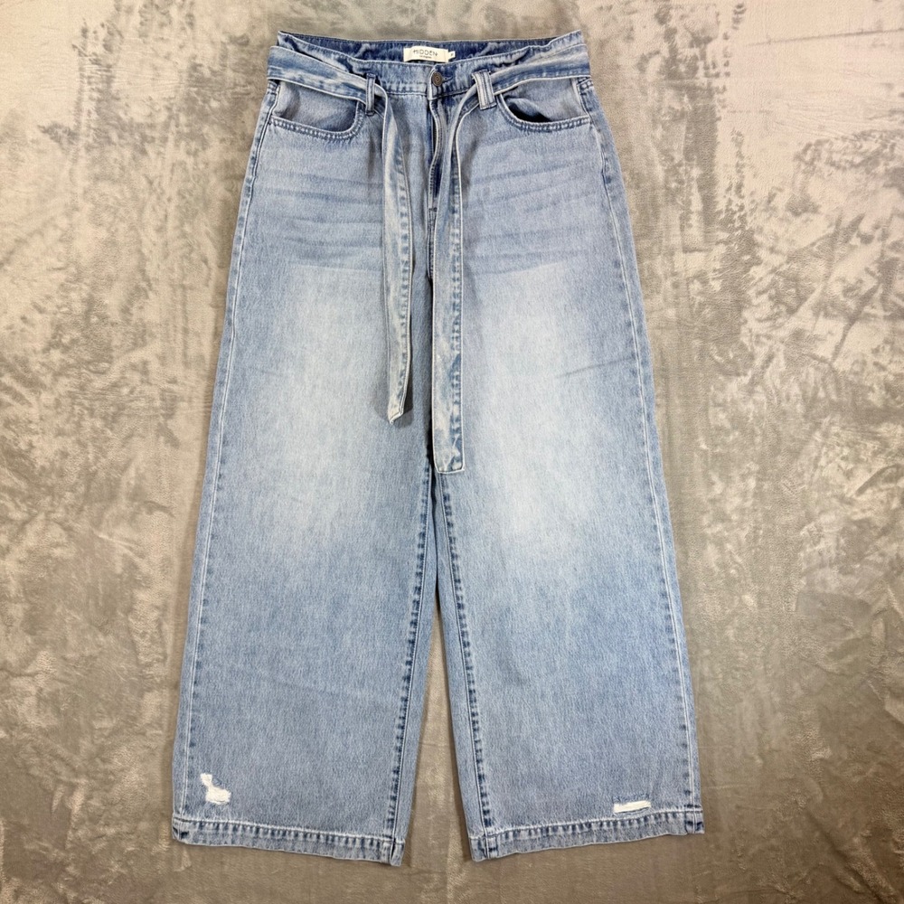 Hidden Jeans Wide Leg Jeans Women's Size 31 Blue Light Wash Tie Waist Denim